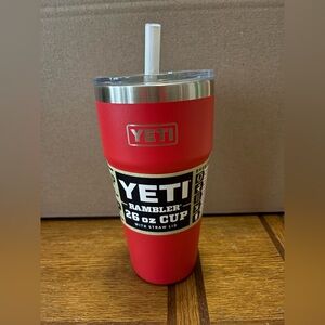 YETI Rambler 26 oz Rescue Red Cup with Straw Lid